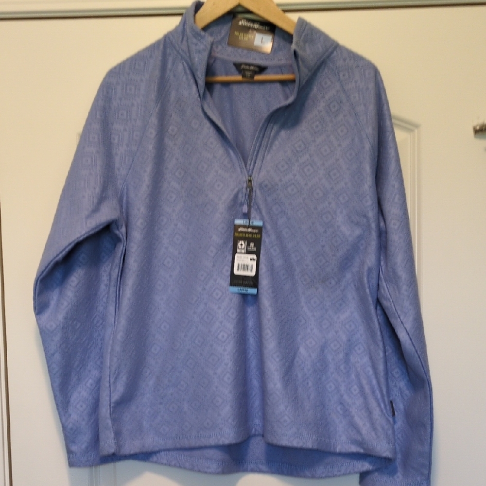 Eddie Bauer Periwinkle Diamond-Print Quarter Zip Pullover